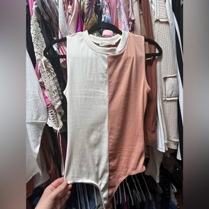 Pink and white bodysuit